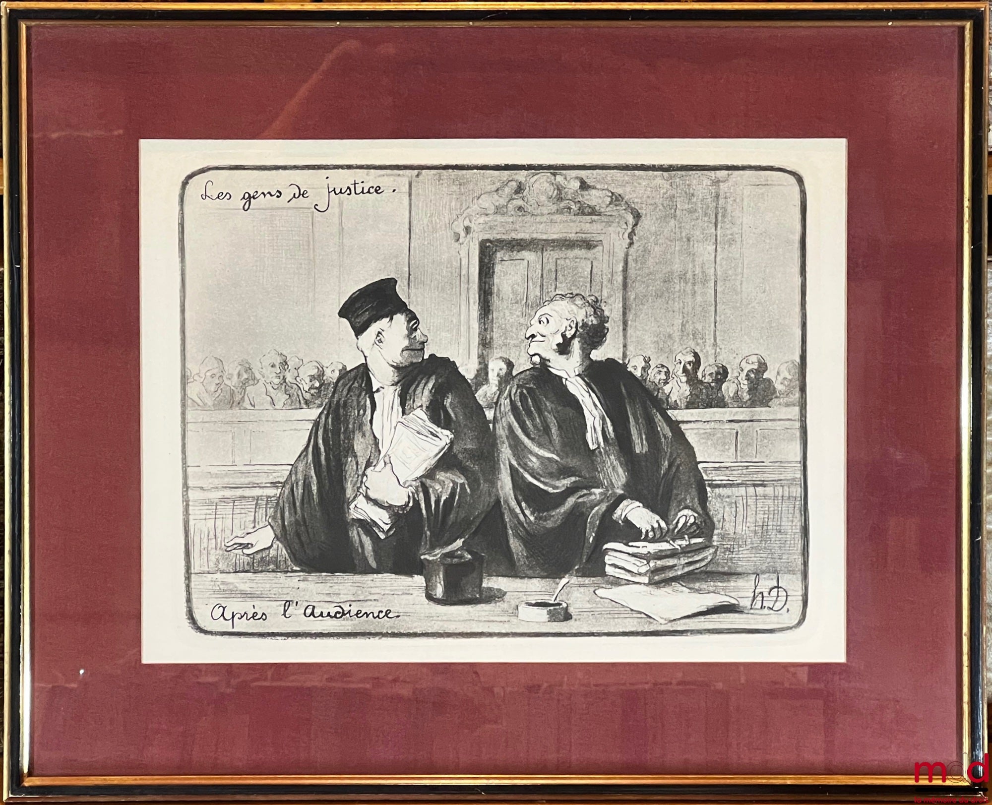 DAUMIER (Honoré) – « APRÈS L’AUDIENCE », LES GENS DE JUSTICE, Lithographie en noir signée et publiée initialement dans Le Charivari