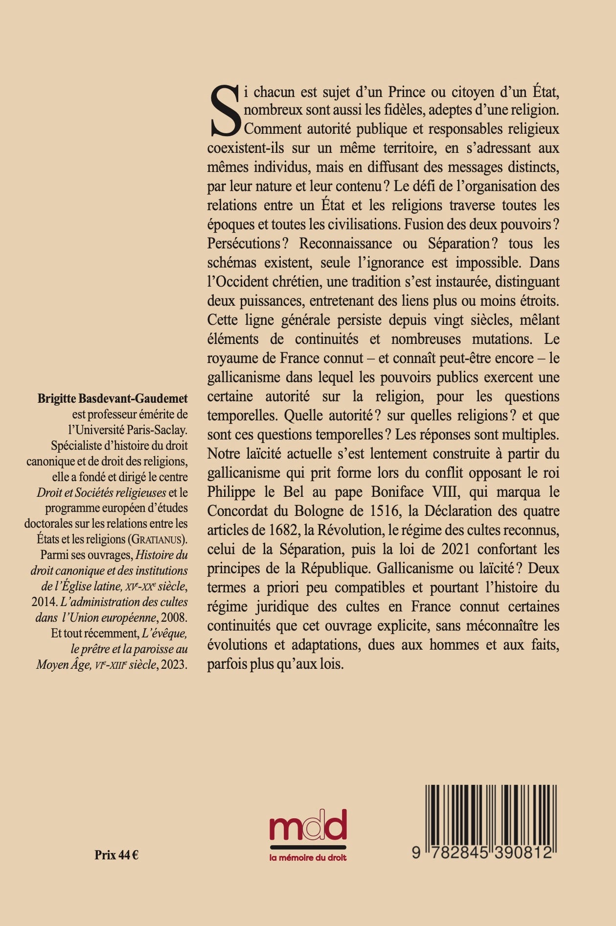 BASDEVANT-GAUDEMET (Brigitte) – GALLICANISME ET LAÏCITÉ  Le droit français des religions à travers l’histoire  (XIVe – XXIe siècle)
