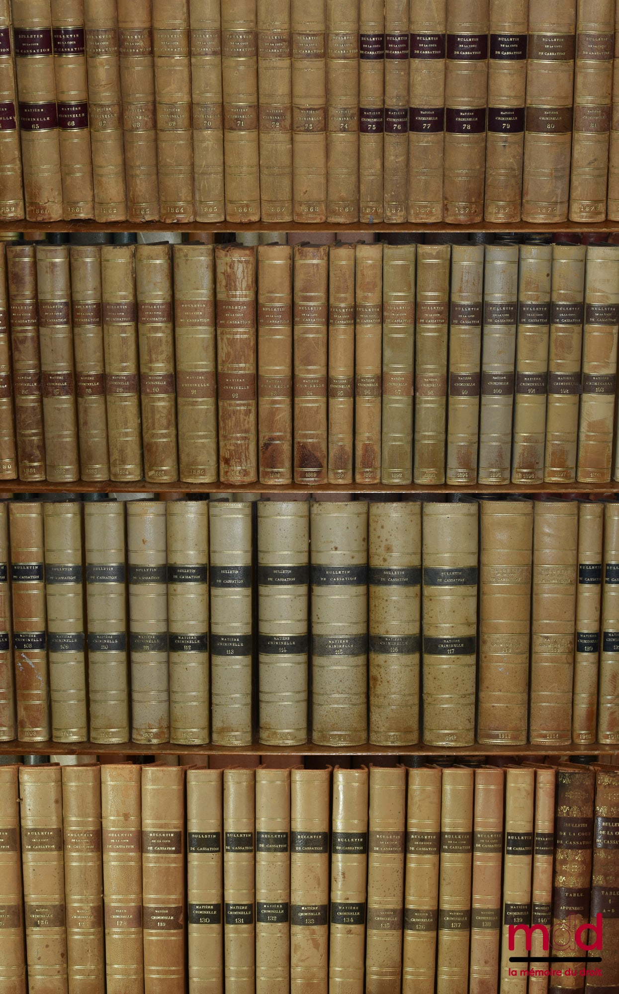 [Cour de Cassation] – BULLETIN DES ARRÊTS DE LA COUR DE CASSATION RENDUS EN MATIÈRE CRIMINELLE, de 1831 à 1936 [mq. 11 années] ; Tables 1798-1856 (1 vol.) ; 1857-1873 (2 vol.)