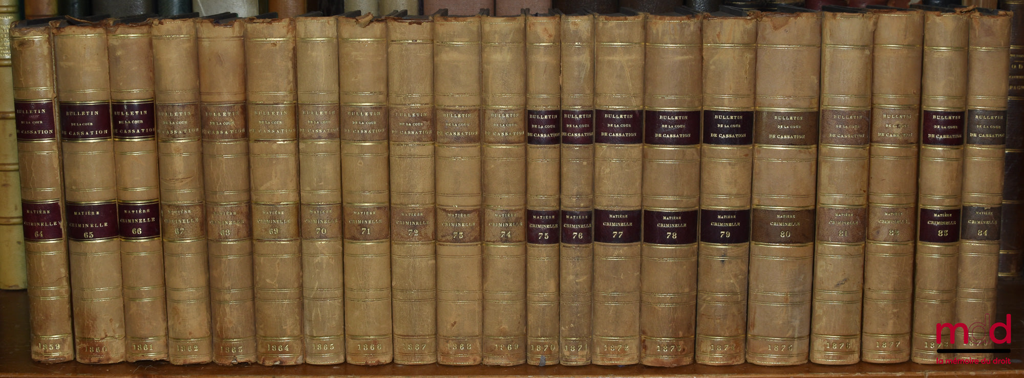 [Cour de Cassation] – BULLETIN DES ARRÊTS DE LA COUR DE CASSATION RENDUS EN MATIÈRE CRIMINELLE, de 1831 à 1936 [mq. 11 années] ; Tables 1798-1856 (1 vol.) ; 1857-1873 (2 vol.)