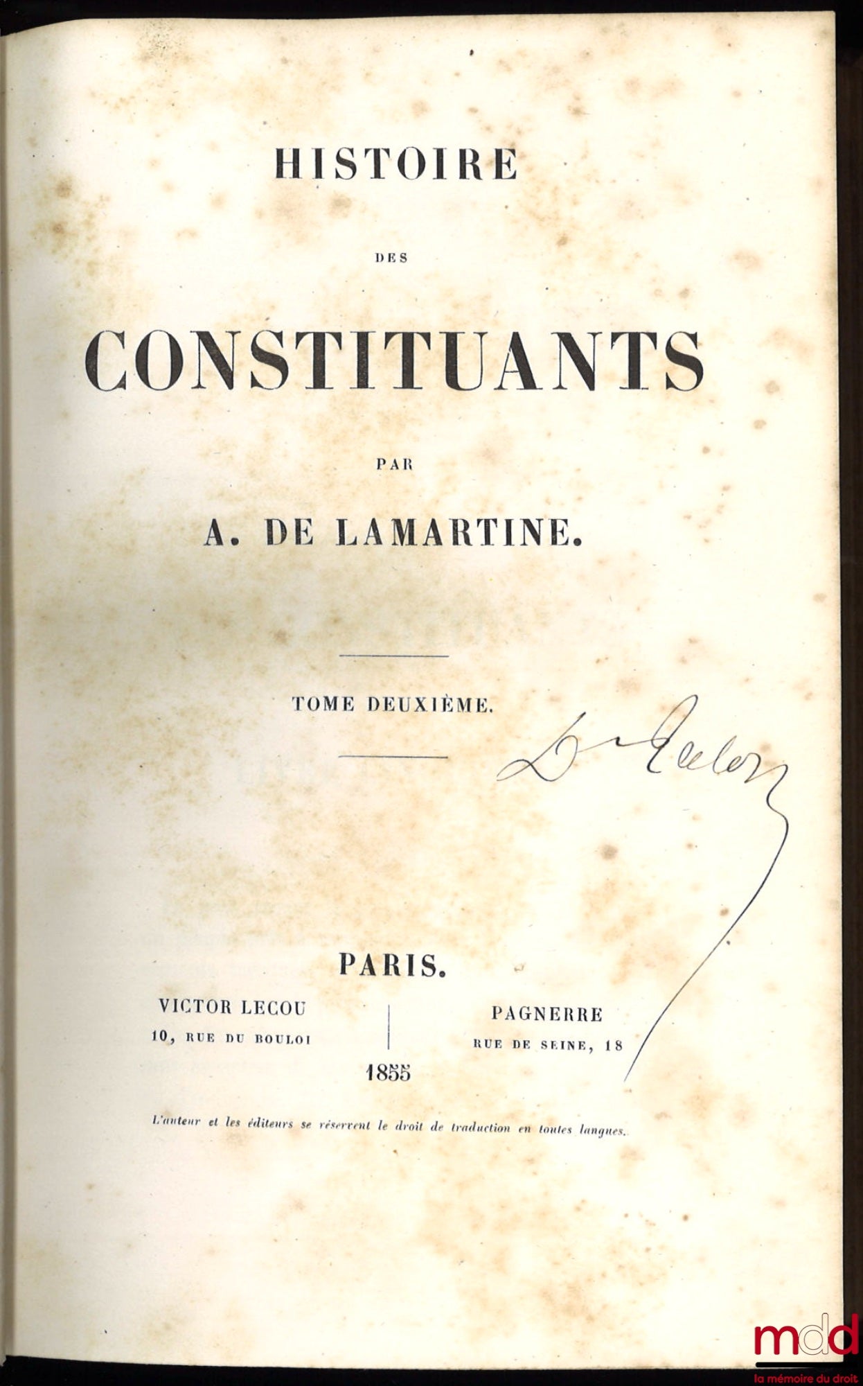 LAMARTINE (Alphonse de) – HISTOIRE DES CONSTITUANTS, t. I, II & IV [mq t. III]