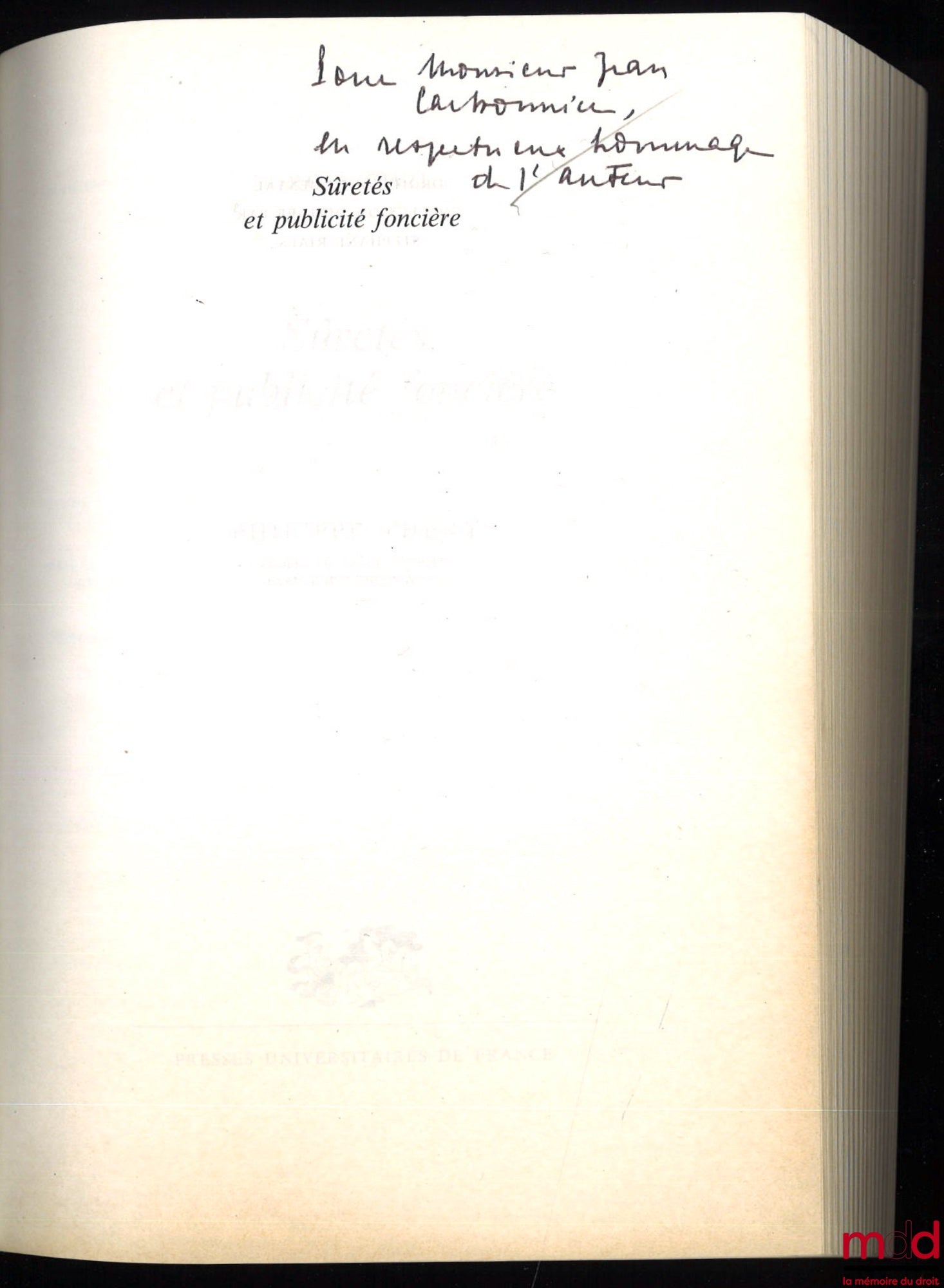 THÉRY (Philippe) – SECURITY AND LAND REGISTRATION, 2nd updated ed., coll. Fundamental Law / Civil Law