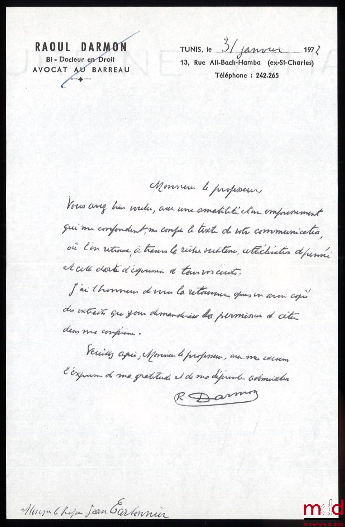 DARMON (Raoul) – LA TUNISIE CRIMINELLE (Études criminologiques), Préface de H. Donnedieu de Vabres