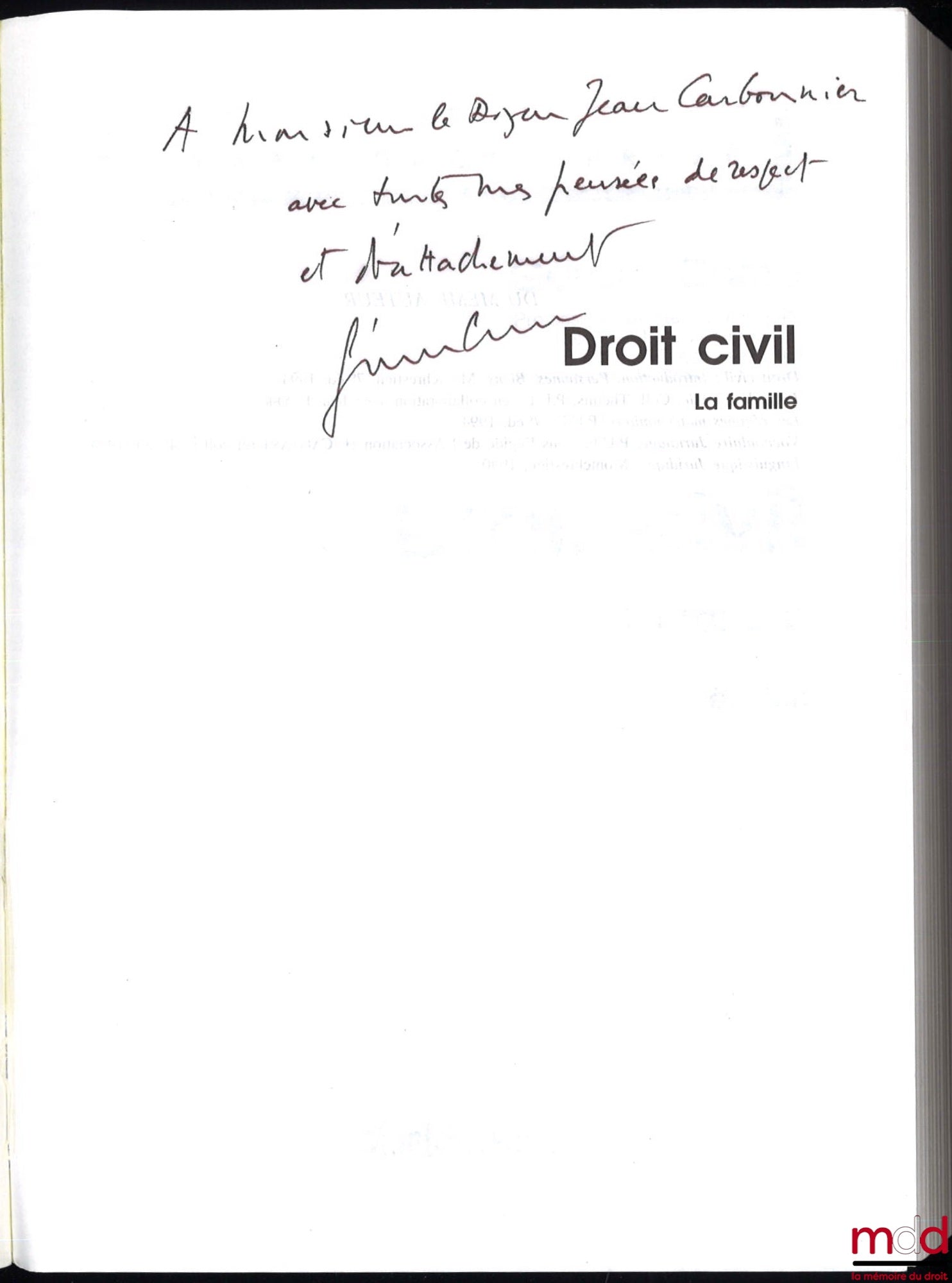 CORNU (Gérard) – DROIT CIVIL : LA FAMILLE, 4e éd., coll. Précis Domat Droit privé