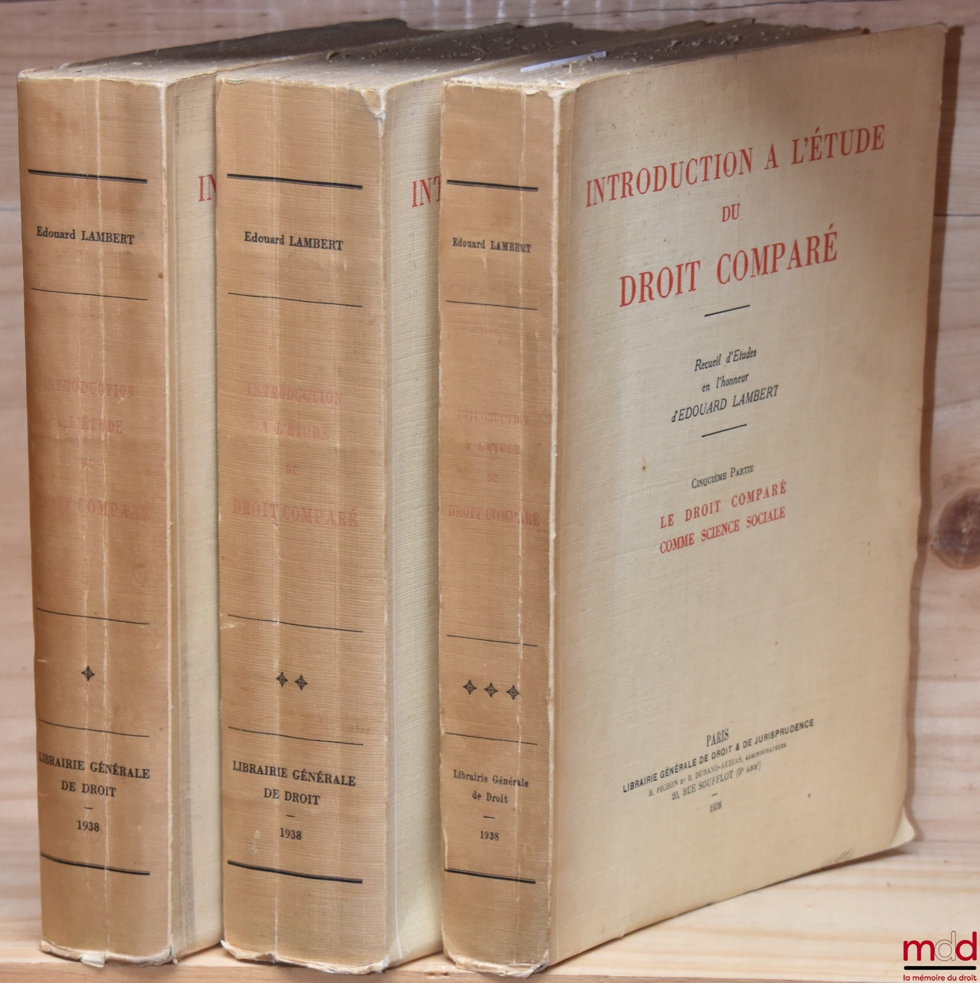 [Mélanges Lambert (Édouard)] – INTRODUCTION À L’ÉTUDE DU DROIT COMPARÉ, Recueil d’études en l’honneur d’Edouard Lambert