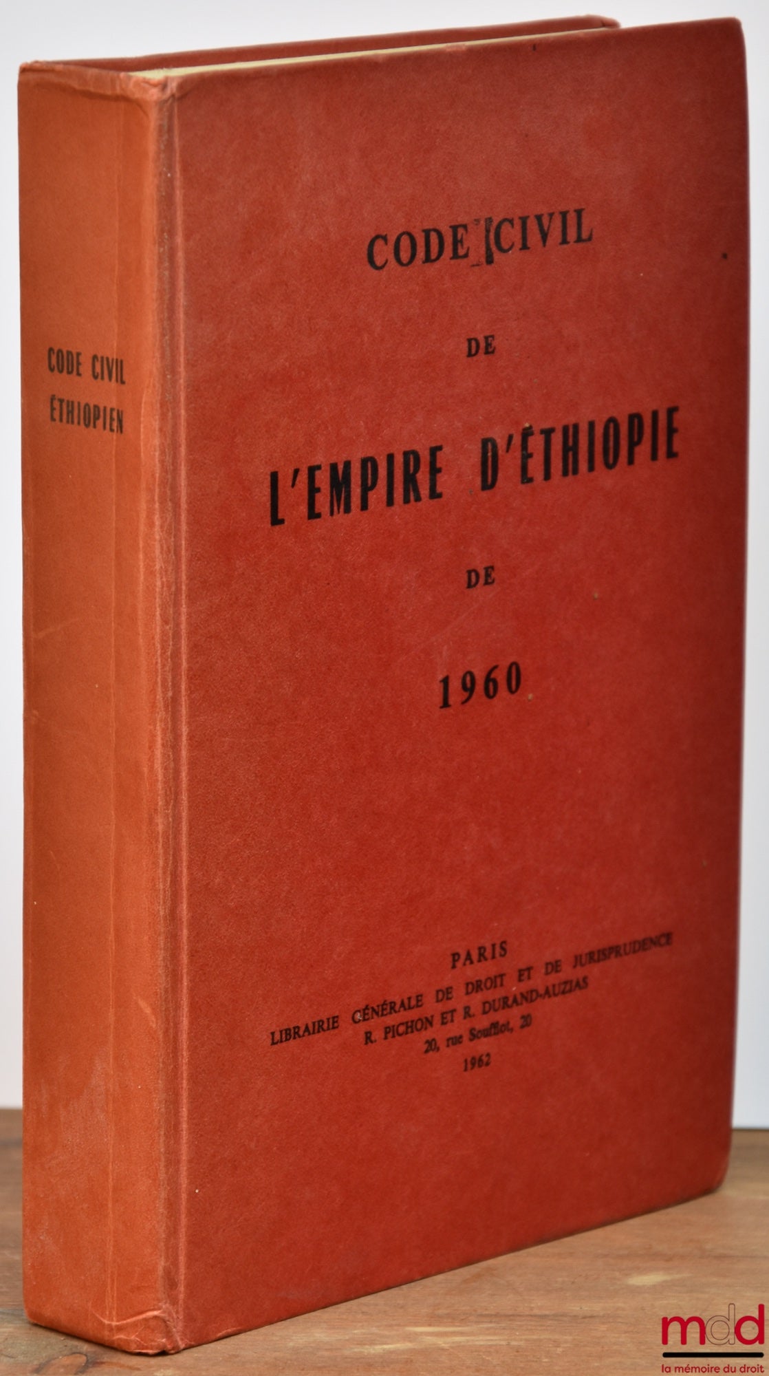 CODE CIVIL DE L’EMPIRE D’ÉTHIOPIE DE 1960,Édition Française, Avec une note introductive de René David