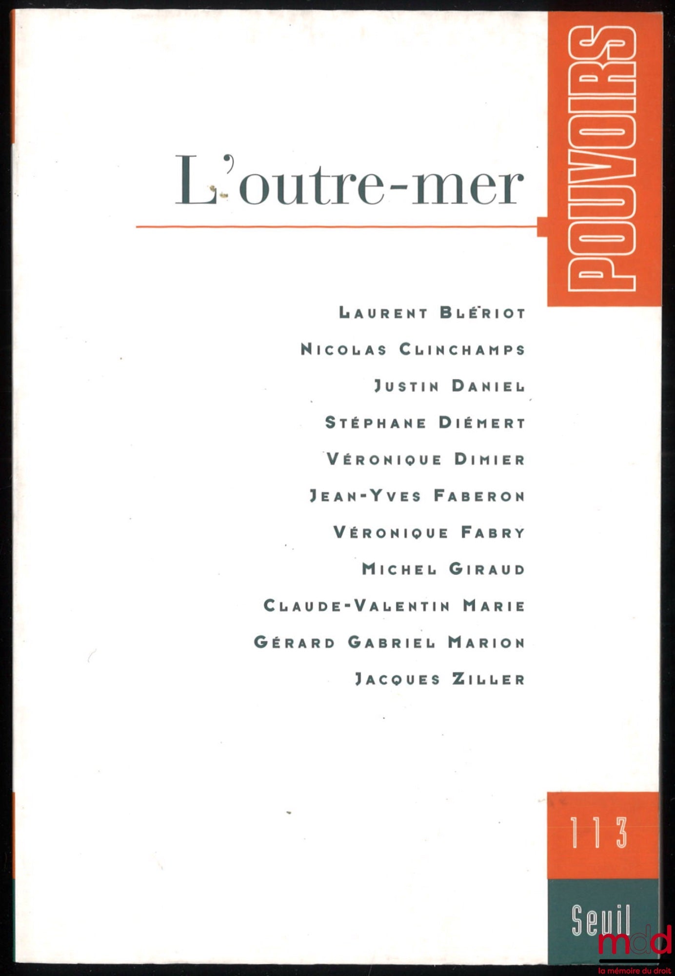[Collectif] – L’OUTRE-MER, Pouvoir n° 113