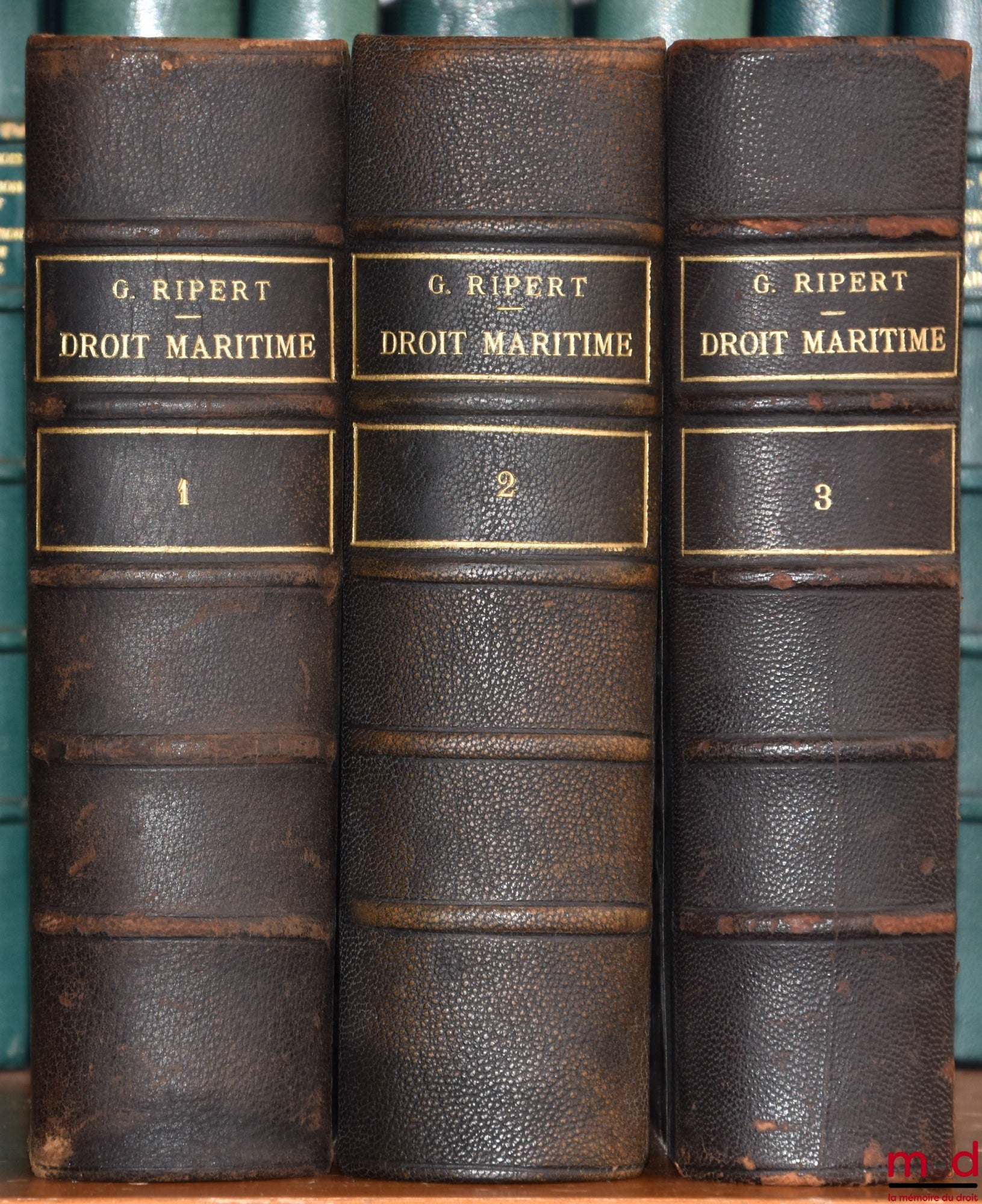 RIPERT (Georges) – DROIT MARITIME, 3e éd., coll. Thaller : t. I : Navigation - Navires - Personnel - Armateurs - Créanciers ; t. II : Crédit maritime - Fortune de mer - Transports maritimes ; t. III : Abordage et assistance - Avaries communes - Assurances