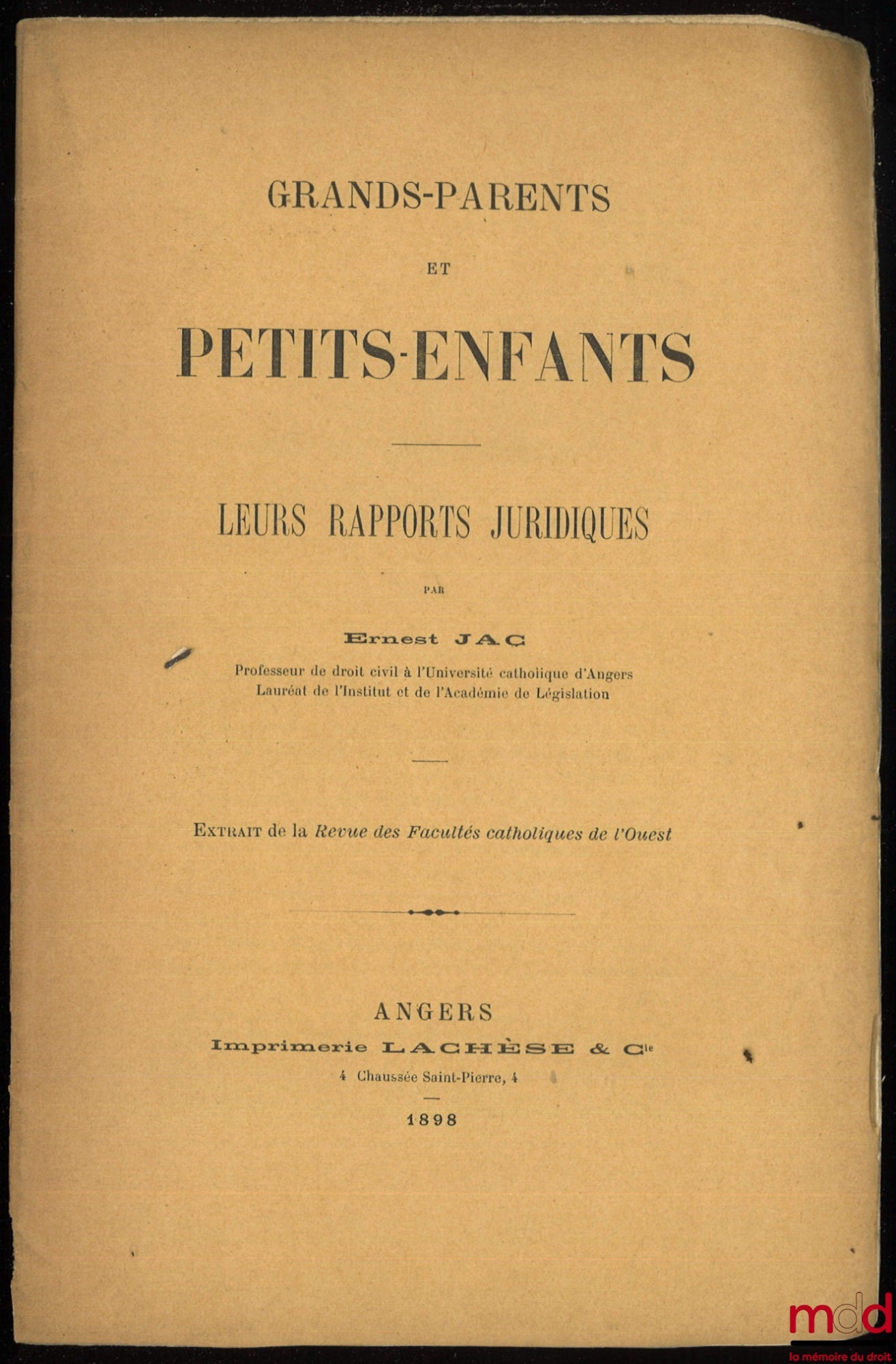 JAC (Ernest) – GRANDPARENTS AND GRANDCHILDREN. Their legal relationships