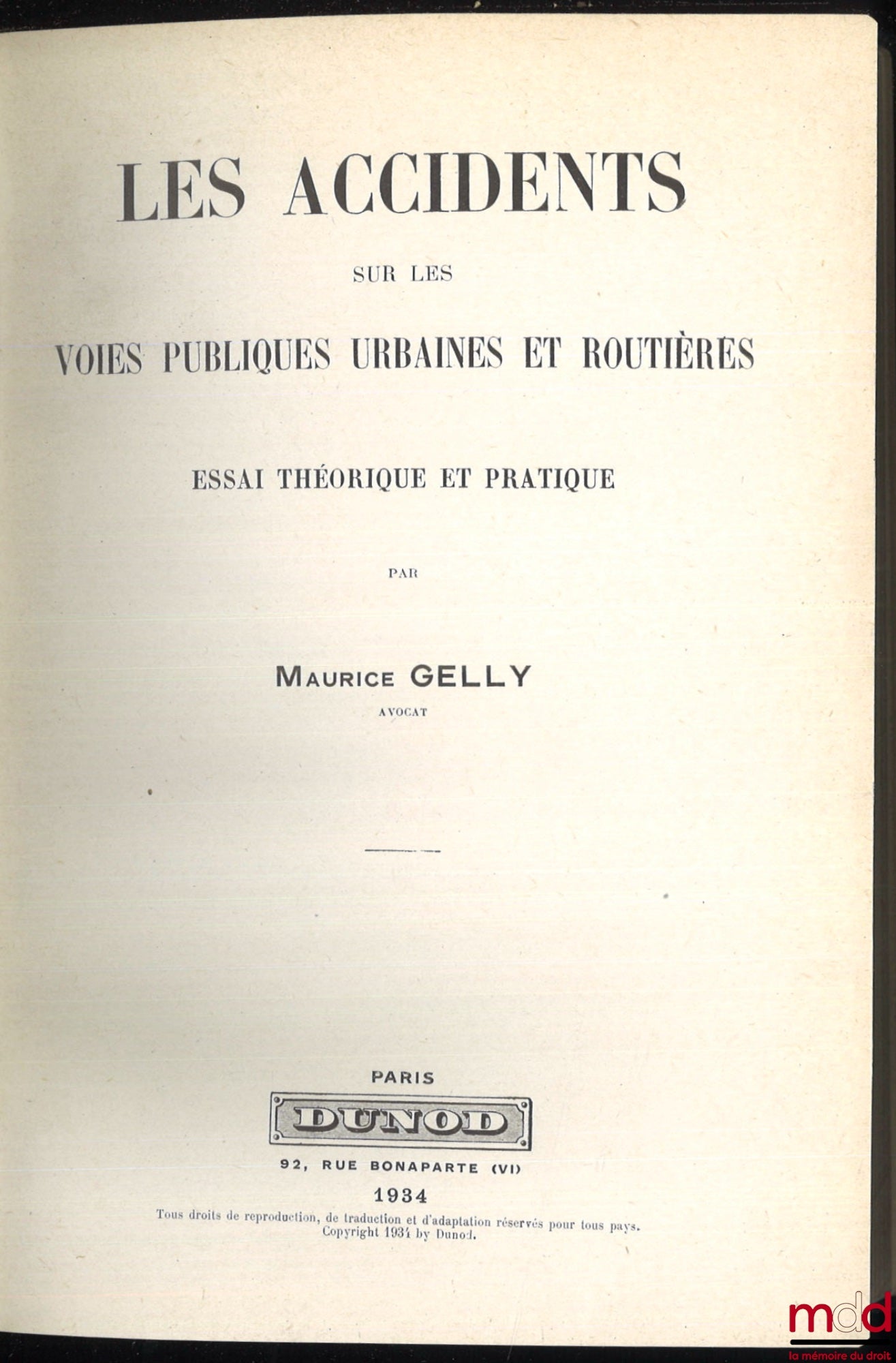 GELLY (Mauritius) – ACCIDENTS ON URBAN AND ROAD PUBLIC ROADS, Theoretical and practical essay