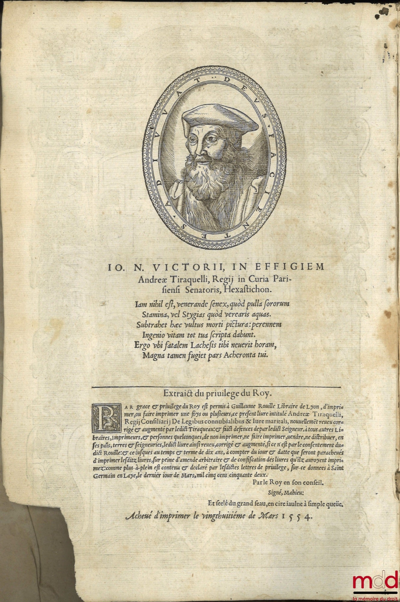 TIRAQUELLI (Andreæ) [TIRAQUEAU (André)] – REGII IN CURIA PARISIENSI SENATORIS, EX COMEMENTARIIS IN PICTONUM CONSUETUDINES, SECTIO, DE LEGIBUS CONNUBIALIBUS, ET IURE MARITALI, Quinta hac, eademq postrema editione, ab autore ipso diligentissimè recognita, t