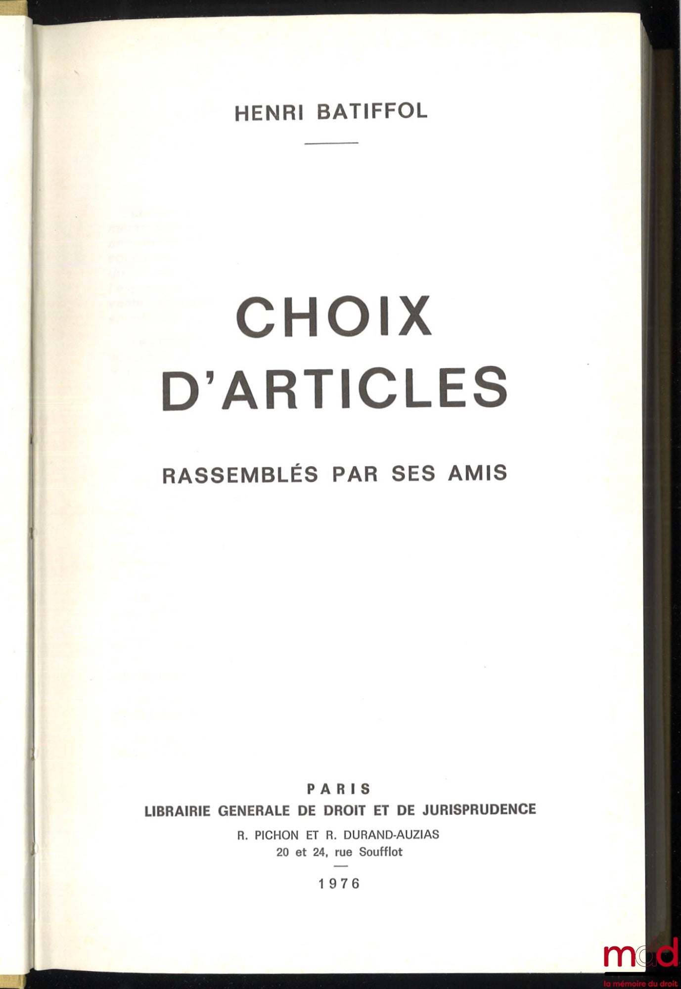 [Recueil de textes], BATIFFOL (Henri) – CHOIX D’ARTICLES RASSEMBLÉS PAR SES AMIS