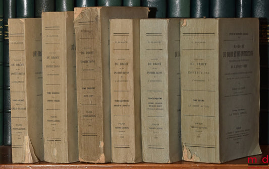 GLASSON (Ernest) – HISTOIRE DU DROIT ET DES INSTITUTIONS POLITIQUES, CIVILES ET JUDICIAIRES DE L’ANGLETERRE COMPARÉS AU DROIT ET AUX INSTITUTIONS DE LA FRANCE DEPUIS LEUR ORIGINE JUSQU’À NOS JOURS : t. I : Époque anglo-saxonne ; t. II : La conquête norman