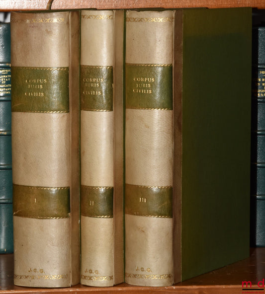KRUEGER (Paul), MOMMSEN (Theodor), SCHOELL (Rudolfus)et KROLL (Guilelmus) – CORPUS JURIS CIVILIS : - Volumen Primum : INSTITUTIONES recognovit Paulus Krueger, DIGESTA recognovit Theodorus Mommsen, retractavit Paulus Krueger, Editio sexta decima lvcis ope