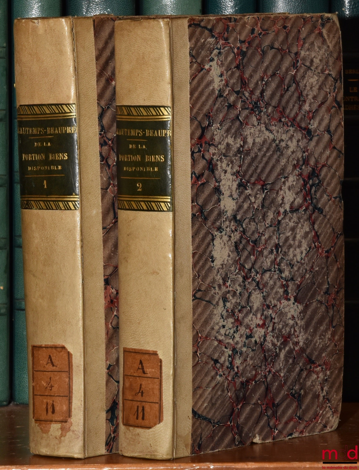 BEAUTEMPS-BEAUPRÉ (Charles Jean) – DE LA PORTION DE BIENS DISPONIBLE ET DE LA RÉDUCTION : t. I : De la portion de biens disponible ; t. II : De la réduction