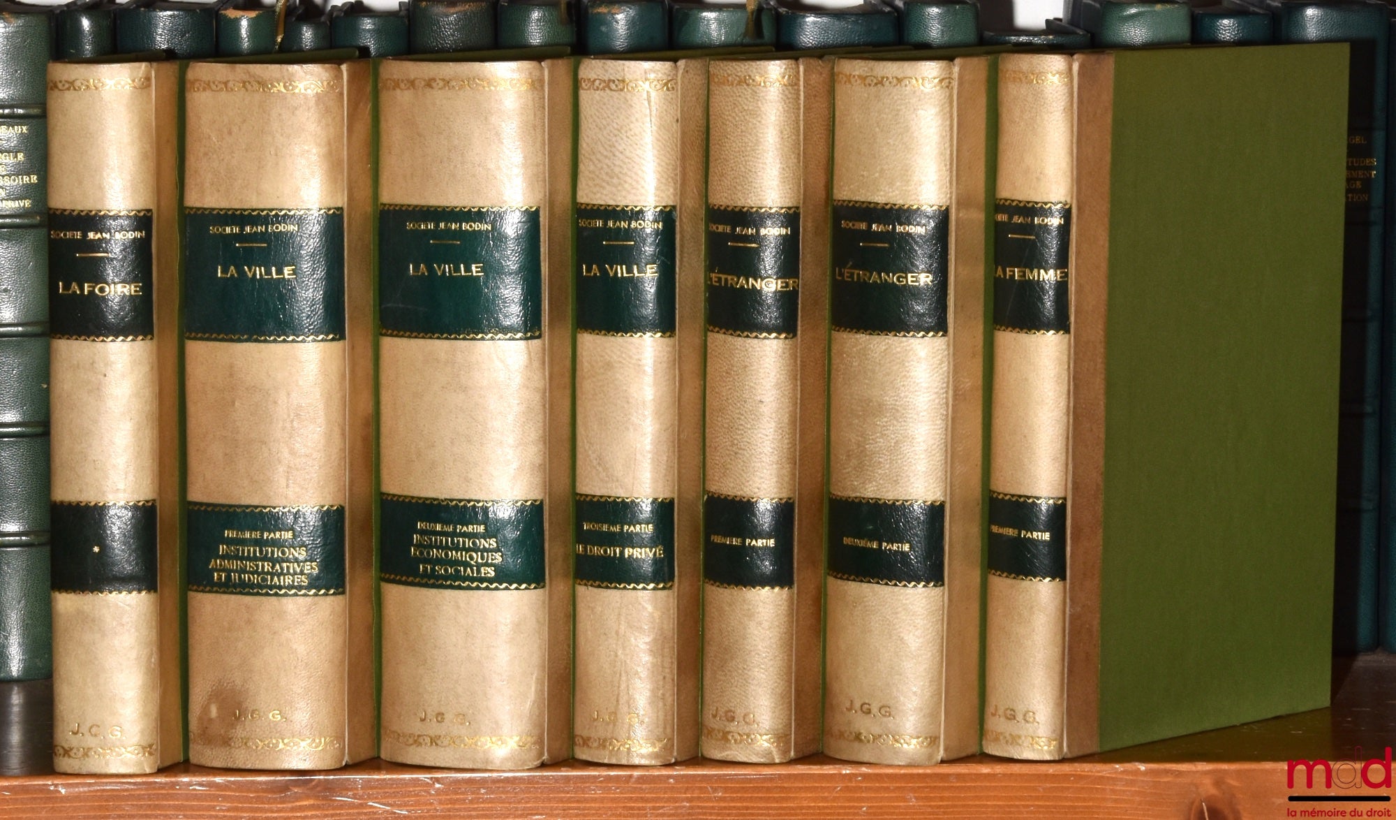 [Société Jean Bodin] – RECUEILS DE LA SOCIÉTÉ JEAN BODIN :  - t. V : LA FOIRE ; - t. VI, VII et VIII : LA VILLE (Première partie : Institutions administratives et judiciaires ; Deuxième partie : Institutions économiques et sociales ; Troisième partie : Le