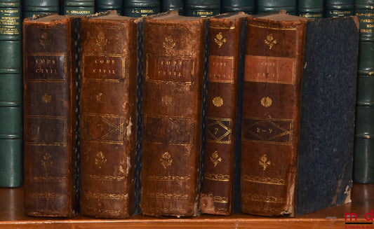 [Code civil] – CODE CIVIL AVEC DES NOTES EXPLICATIVES RÉDIGÉES PAR DES JURISCONSULTES QUI ONT CONCOURU À LA CONFECTION DU CODE ; – Tableau de la législation ancienne sur les successions et de la législation nouvelle, établie par le Code civil, par Chabot