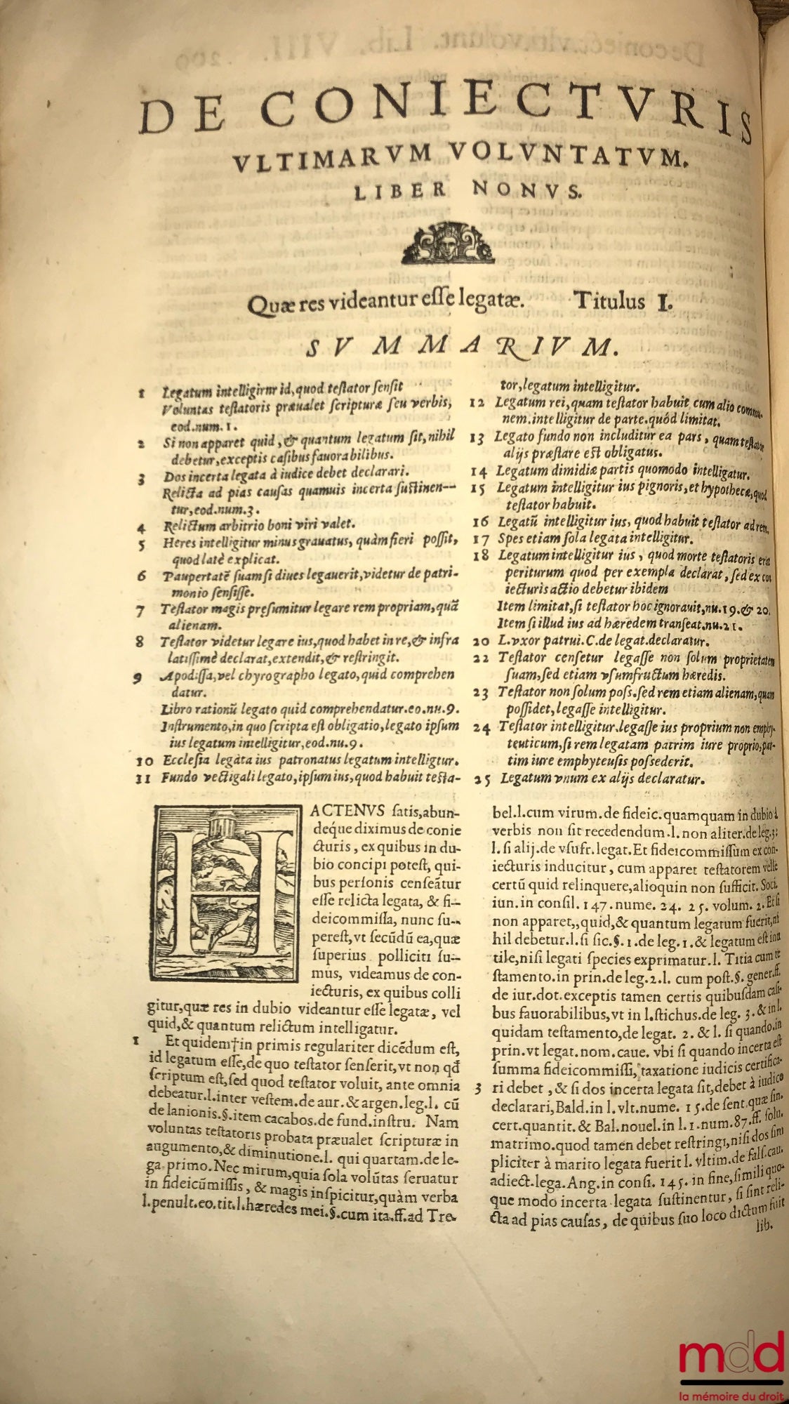 MANTICA (Francisco) [MANTICA (Francesco)] – DE CONIECTURIS ULTIMARUM VOLUNTATUM LIBRI DUODECIM. Auctore FRANCISCO MANTICA UTINENSI, Iuricons. celeberrimo, & in florentissimo Patauino Gymnasio iuris Cæsarei vespertini professore acutissimo. Tractatus omnib