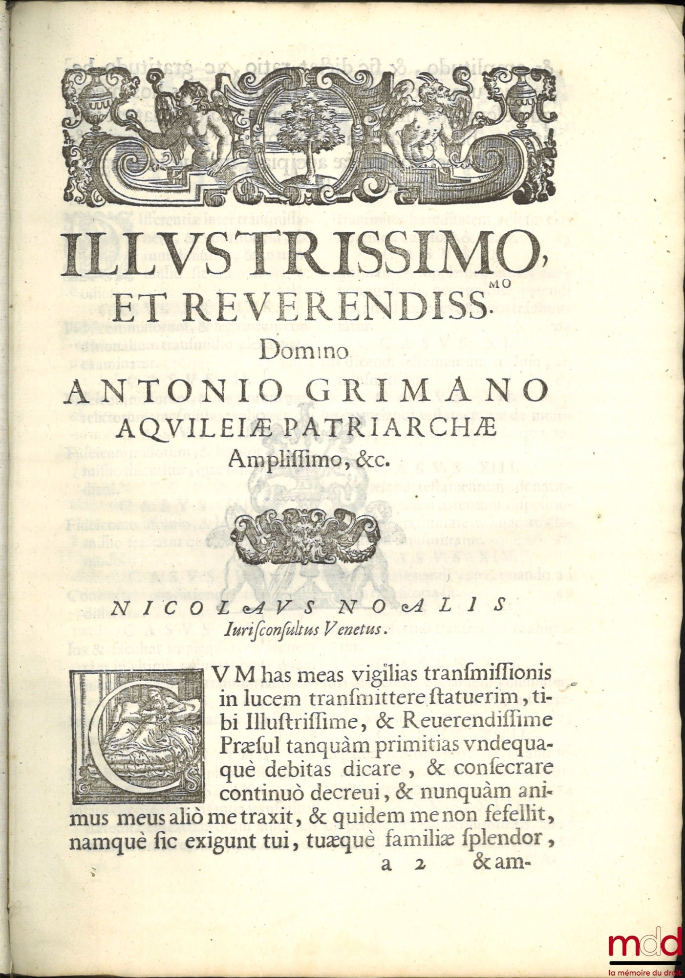 NOALIS (Nicolai) [NOALIS (Nicolaus)] – DE TRANSMISSIONE TRACTATUS NICOLAI NOALIS IURISCONSULTI VENETI. In quo agitur DE TRANSMISSIONE FIDEICOMMISSORUM, LEGATORUM, Substitutionum directarum, Hæreditatis, Contractuum, & aliarum materiarum. CUM INDICE LOCUPL