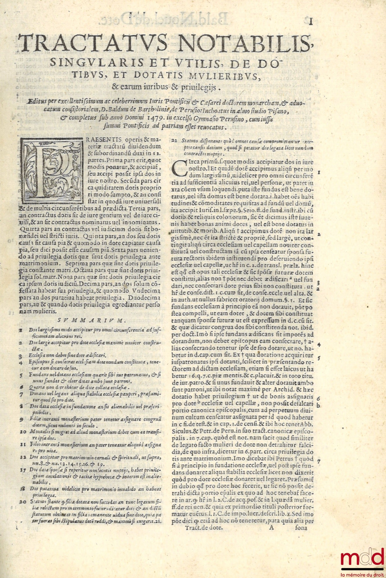 [Collectif] – DE DOTE, TRACTATUS EX VARIIS IURIS CIVILIS INTERPRETIBUS DECERPTI. HIS, QUAE AD DOTIUM pertinent iura, & priuilegia enucleantur. NUNC RECENS IMPRESSI, ET EXACTIORI CURA, QUAM ALII, RECOGNITI, ET REPURGATI. Auctorum nomina sequens pagina indi