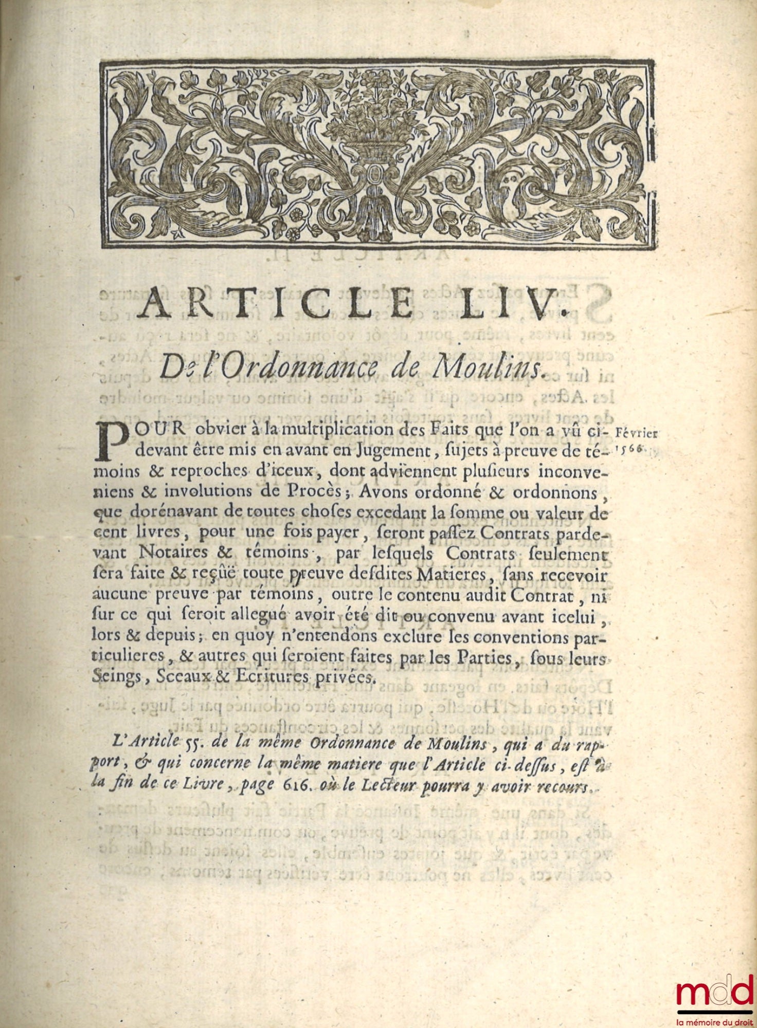 DANTY, BOICEAU (Jean) et LE VAYER DE BOUTIGNY(Roland) – TRAITÉ DE LA PREUVE PAR TÉMOINS EN MATIÈRE CIVILE, Contenant le commentaire de M. Jean Boiceau, Sieur de la Borderie, sur l'article 54 de l'ordonnance de Moulins. AVEC Plusieurs nouvelles questions t