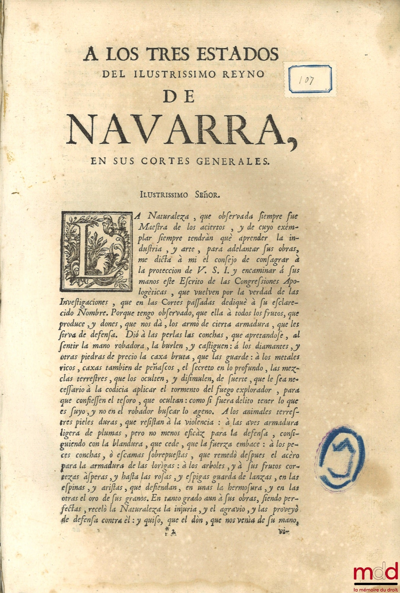 MORET (Joseph de) – [Congressiones apologeticas sobre la verdad de las investigaciones historicas de las antiguedades del reyno de Navarra]