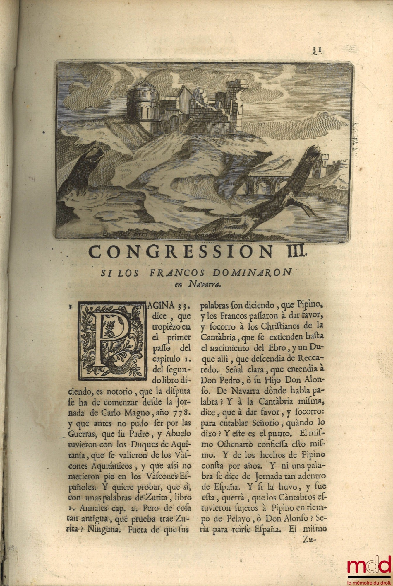 MORET (Joseph de) – [Congressiones apologeticas sobre la verdad de las investigaciones historicas de las antiguedades del reyno de Navarra]