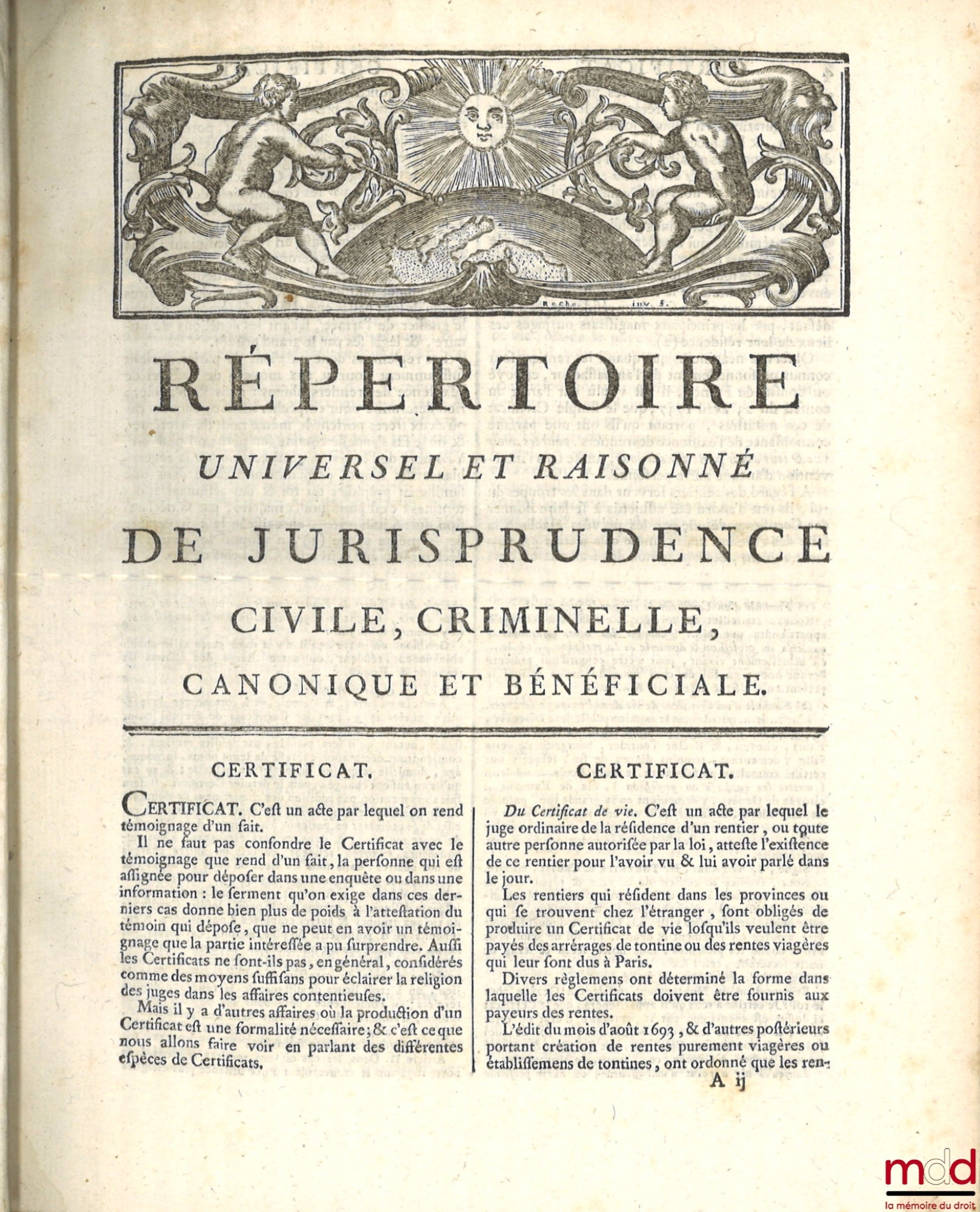 GUYOT (Joseph-Nicolas) et alii – RÉPERTOIRE UNIVERSEL ET RAISONNÉ DE JURISPRUDENCE CIVILE, CRIMINELLE, CANONIQUE ET BÉNÉFICIALE, ouvrage de plusieurs jurisconsultes : mis en ordre & publié par M. …, écuyer, ancien magistrat. Nouvelle édition corrigée & au