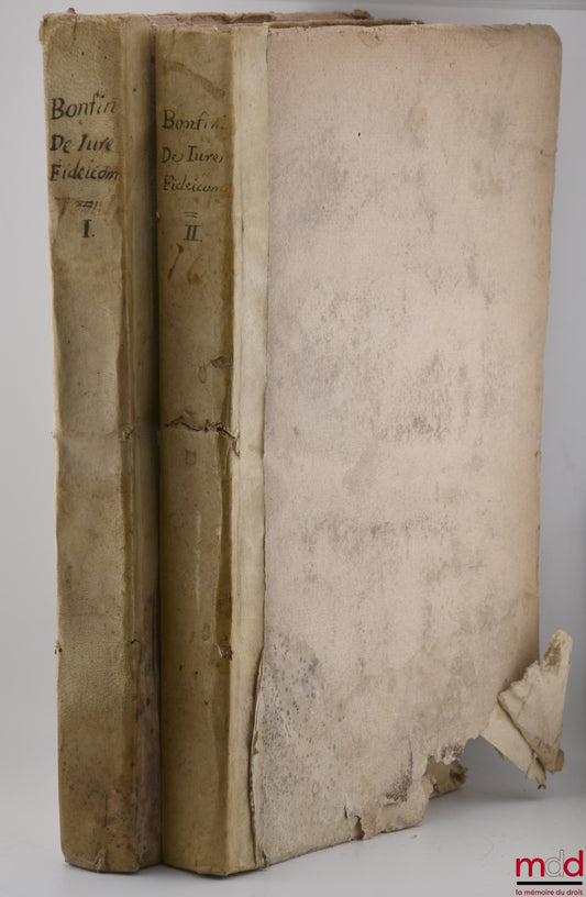 BONFINIO (FRANCISCO ANTONIO) – DE JURE FIDEICOMMISSORUM MAGIS CONTROVERSO DISPUTATIONES PRÆCIPUÆ In quatuor Titulos distributæ, QUIBUS Selectiores Articuli ad hanc materiam spectantes in supremis plerumque Tribunalibus dispuncti theorice simul, & practice