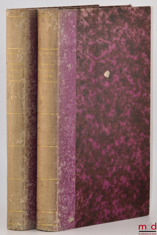 FAVRE (Jules) – GOUVERNEMENT DE LA DÉFENSE NATIONALE : t. I : du 30 juin au 31 octobre 1870, Journée du 4 septembre. - Entrevue de Ferrières - Organisation de la défense - Délégation de Tours. - Journée du 31 octobre ; t. II : DU 31 OCTOBRE 1870 AU 28 JAN