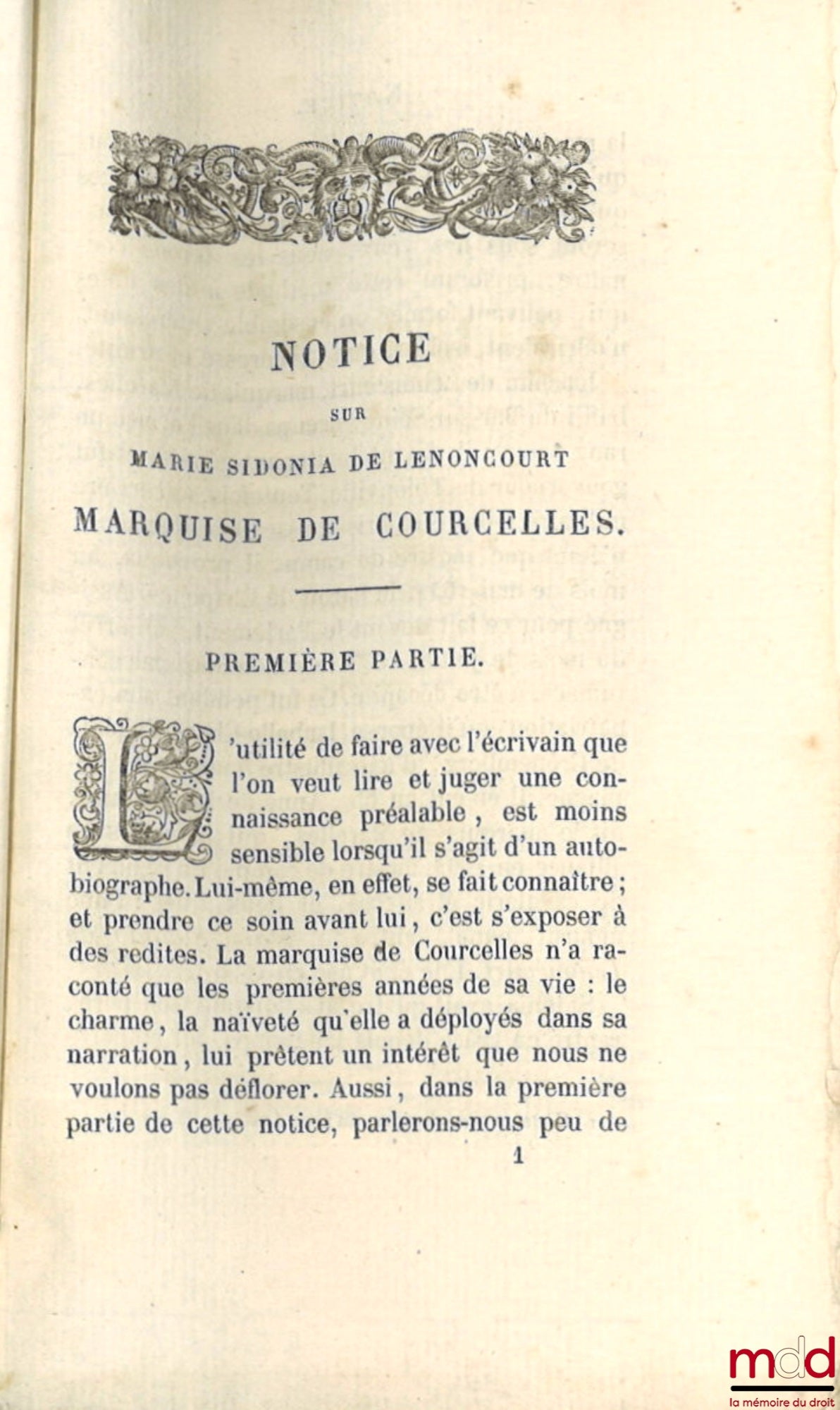 POUGIN (Paul) – MÉMOIRES ET CORRESPONDANCE DE LA MARQUISE DE COURCELLES, Publiés d’après les manuscrits avec une notice, des notes et les pièces justificatives