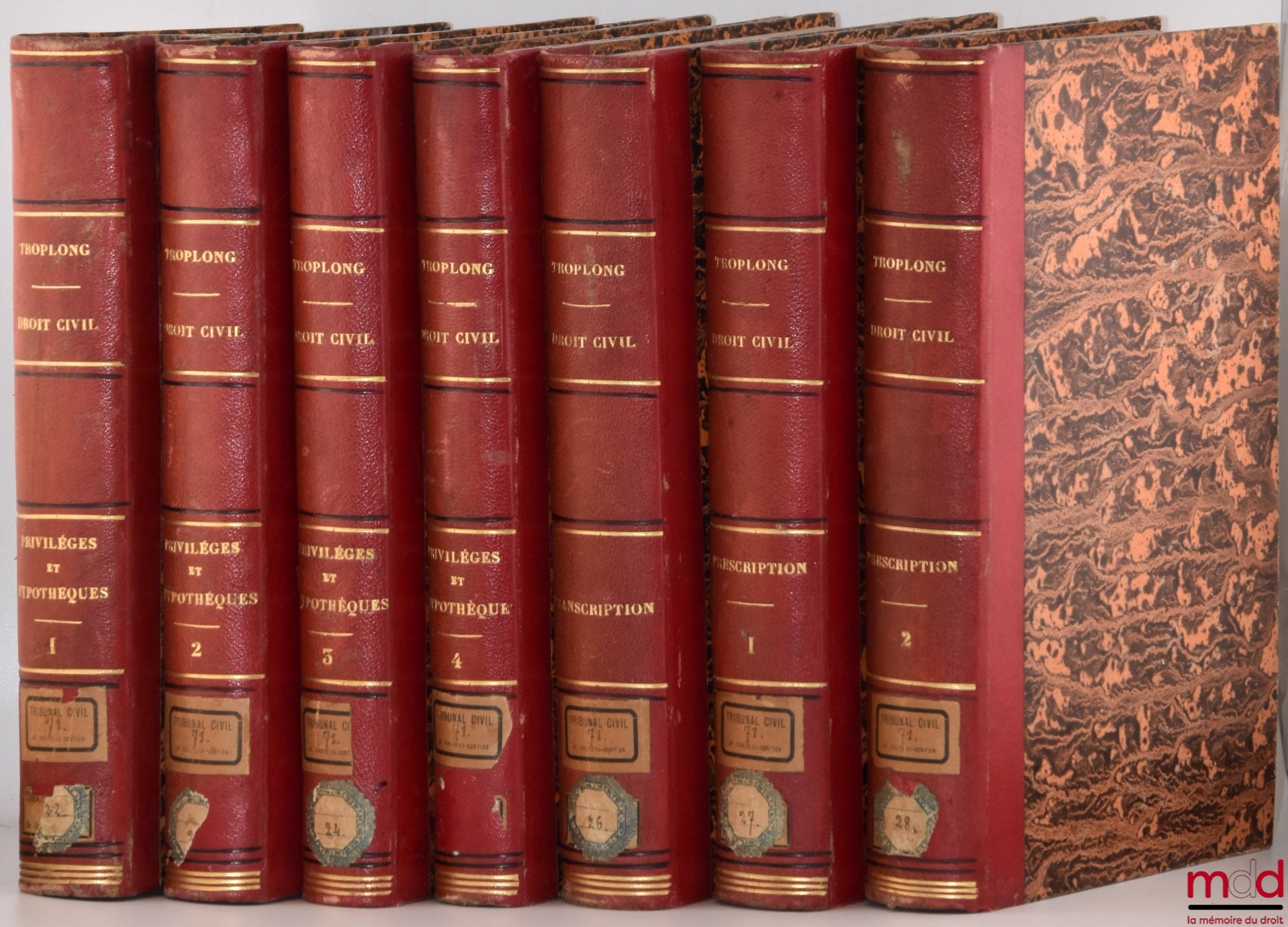 TROPLONG (Raymond-Théodore) – LE DROIT CIVIL EXPLIQUÉ SUIVANT L’ORDRE DES ARTICLES DU CODE DEPUIS ET Y COMPRIS LE TITRE DE LA VENTE, Ouvrage qui fait suite à celui de M. Toullier, mais dans lequel on a adopté la forme plus commode du commentaire : PREMIÈR