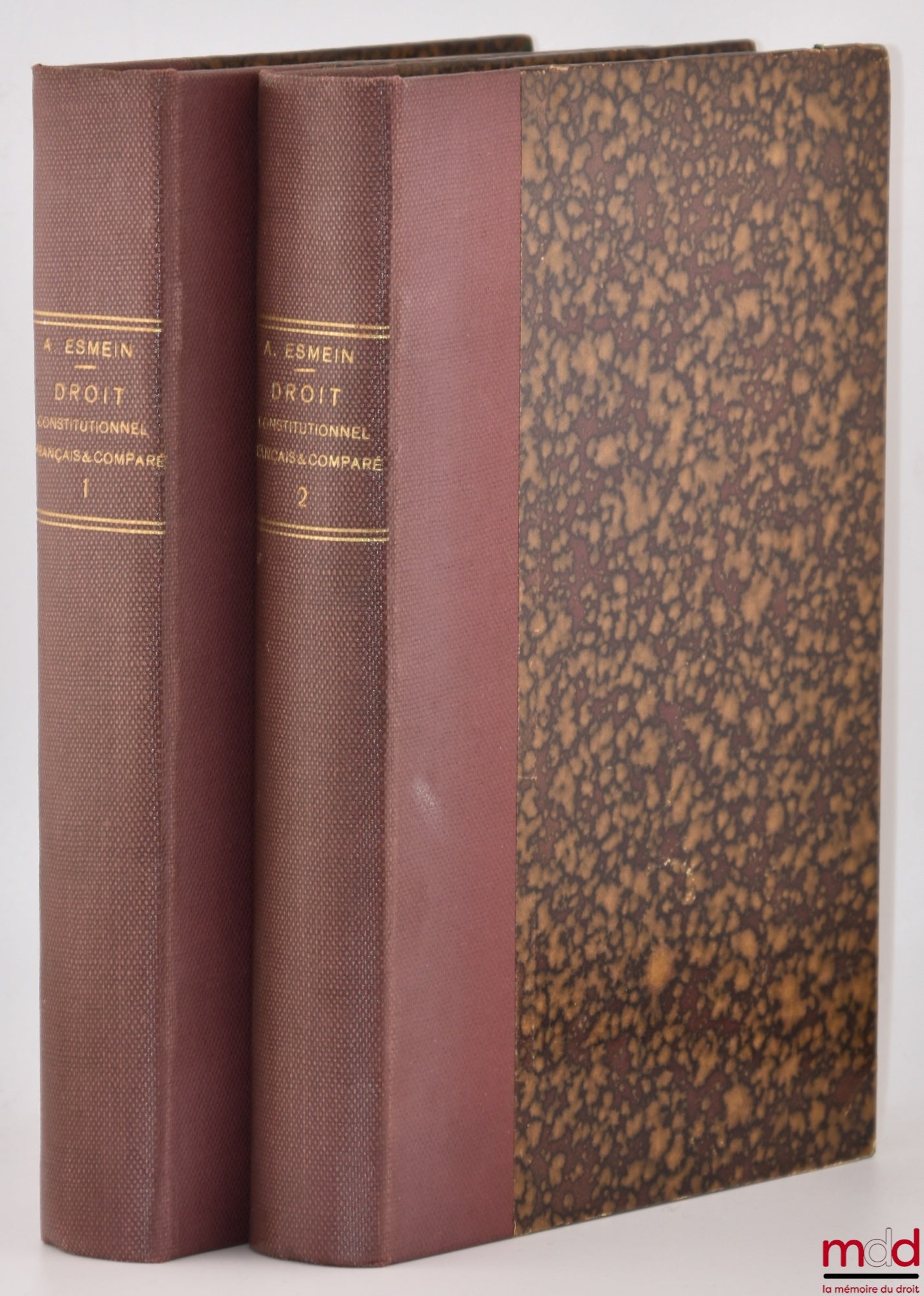 ESMEIN (Adhémar) – ÉLÉMENTS DE DROIT CONSTITUTIONNEL FRANÇAIS ET COMPARÉ, 8e éd. revue par Henry Nézard : t. I : La liberté moderne : Principes et institutions ; t. II : Le Droit constitutionnel de la République française