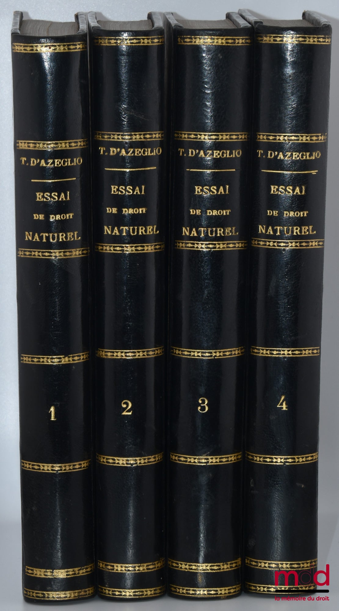 TAPARELLI D’AZEGLIO (R.P. Luigi) – ESSAI THÉORIQUE DE DROIT NATUREL BASÉ SUR LES FAITS, traduit de l’italien d’après la dernière éd. avec l’approbation de l’auteur