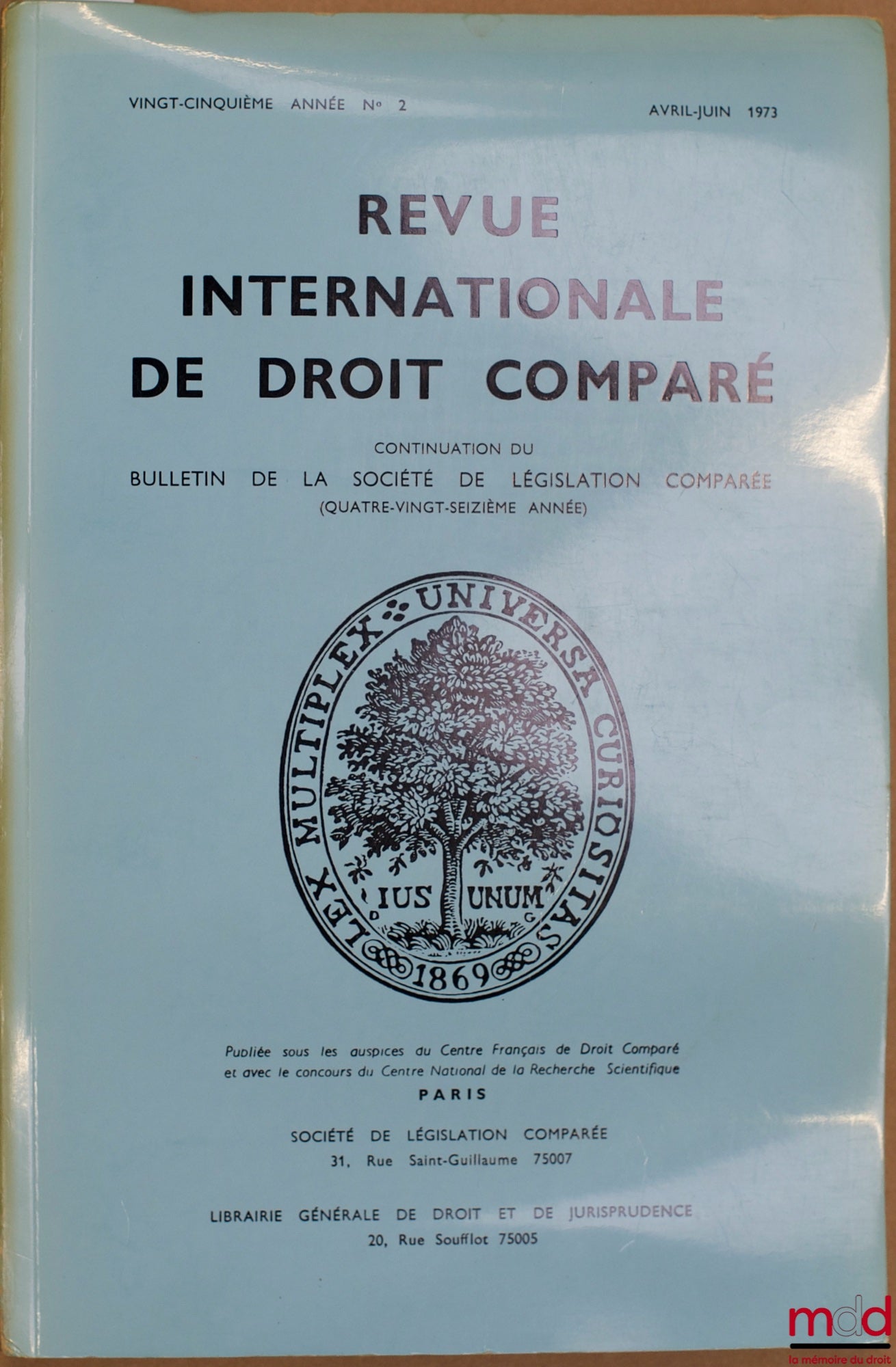 [RIDC] – REVUE INTERNATIONALE DE DROIT COMPARÉ, vingt-cinq année n° 2, Avr.-Juin 1973